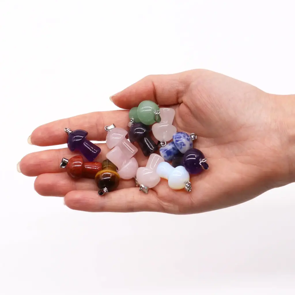 Gemstone Mushrooms Pendants (12 assorted) 20x15mm | www.artisangoods.co.uk 2