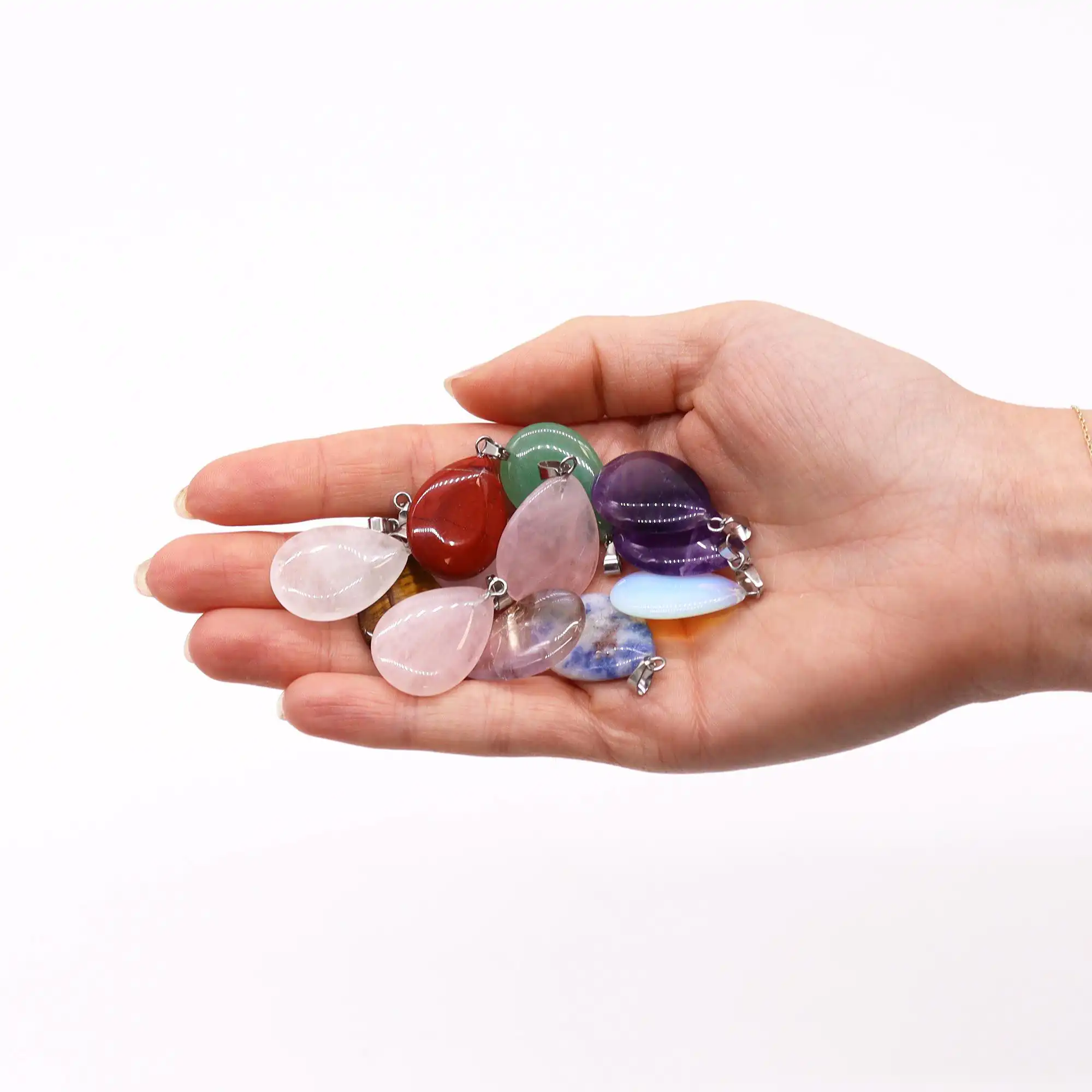 Gemstone Teardrops Pendants (12 assorted) 25x18mm | www.artisangoods.co.uk 3 Gemstone Teardrops Pendants (12 assorted) 25x18mm | www.artisangoods.co.uk 2