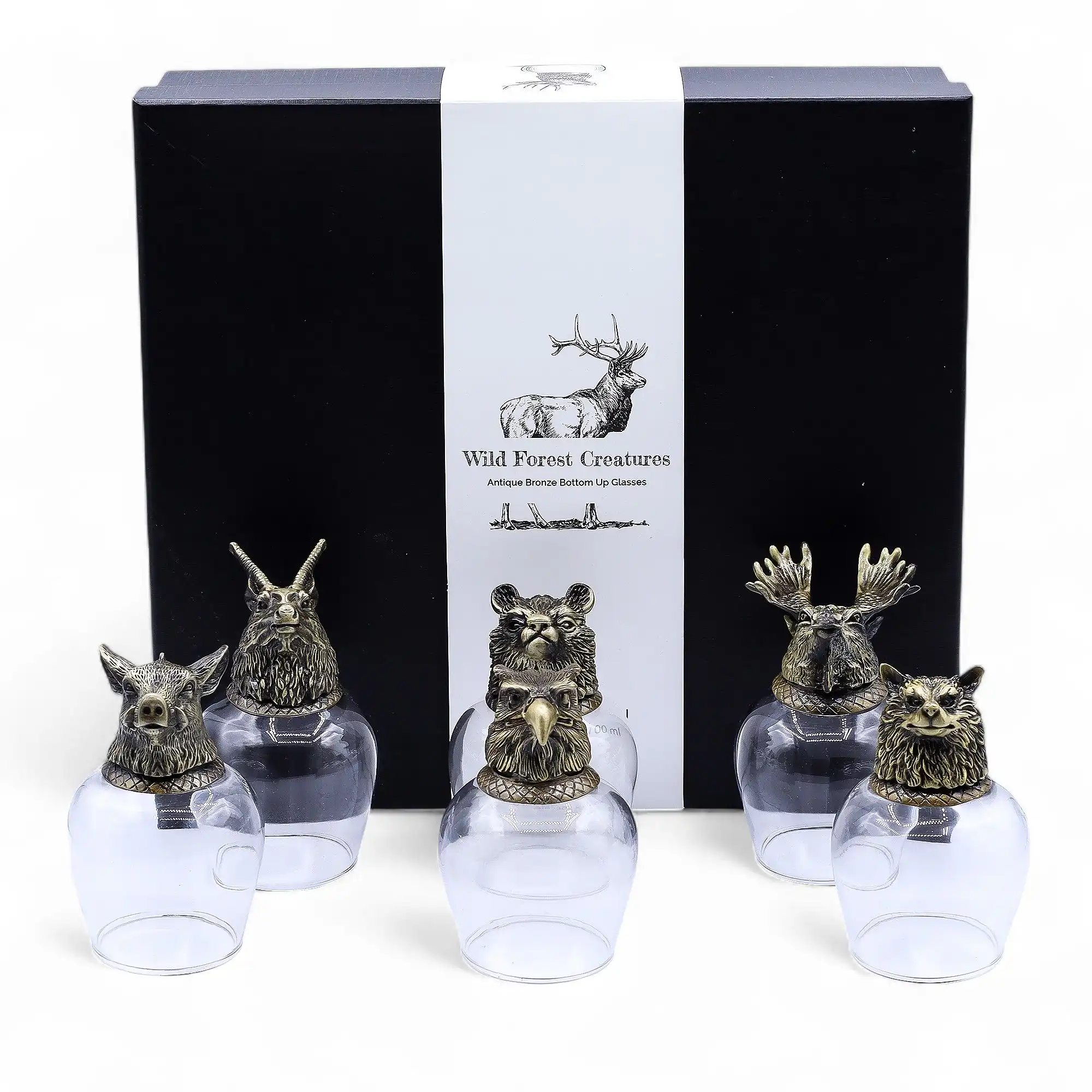 Gift Set of 6 Glasses (100ml) – Wild Forest Creatures – Antique Bronze | www.artisangoods.co.uk 3 Gift Set of 6 Glasses (100ml) – Wild Forest Creatures – Antique Bronze | www.artisangoods.co.uk 2
