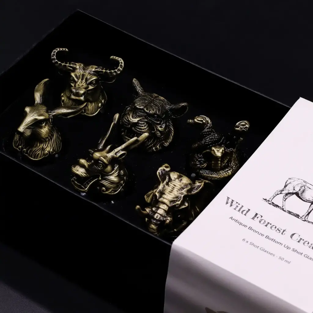 Gift Set of 6 Shot Glasses (50ml) – Mystical Creatures – Antique Bronze | www.artisangoods.co.uk 9