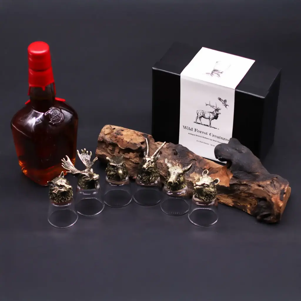 Gift Set of 6 Shot Glasses (50ml) – Wild Forest Creatures – Antique Bronze | www.artisangoods.co.uk 10