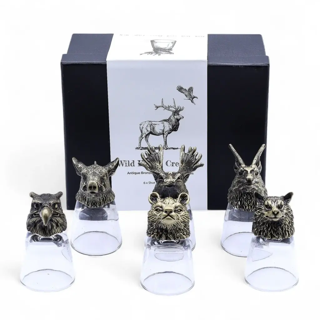 Gift Set of 6 Shot Glasses (50ml) – Wild Forest Creatures – Antique Bronze | www.artisangoods.co.uk 7