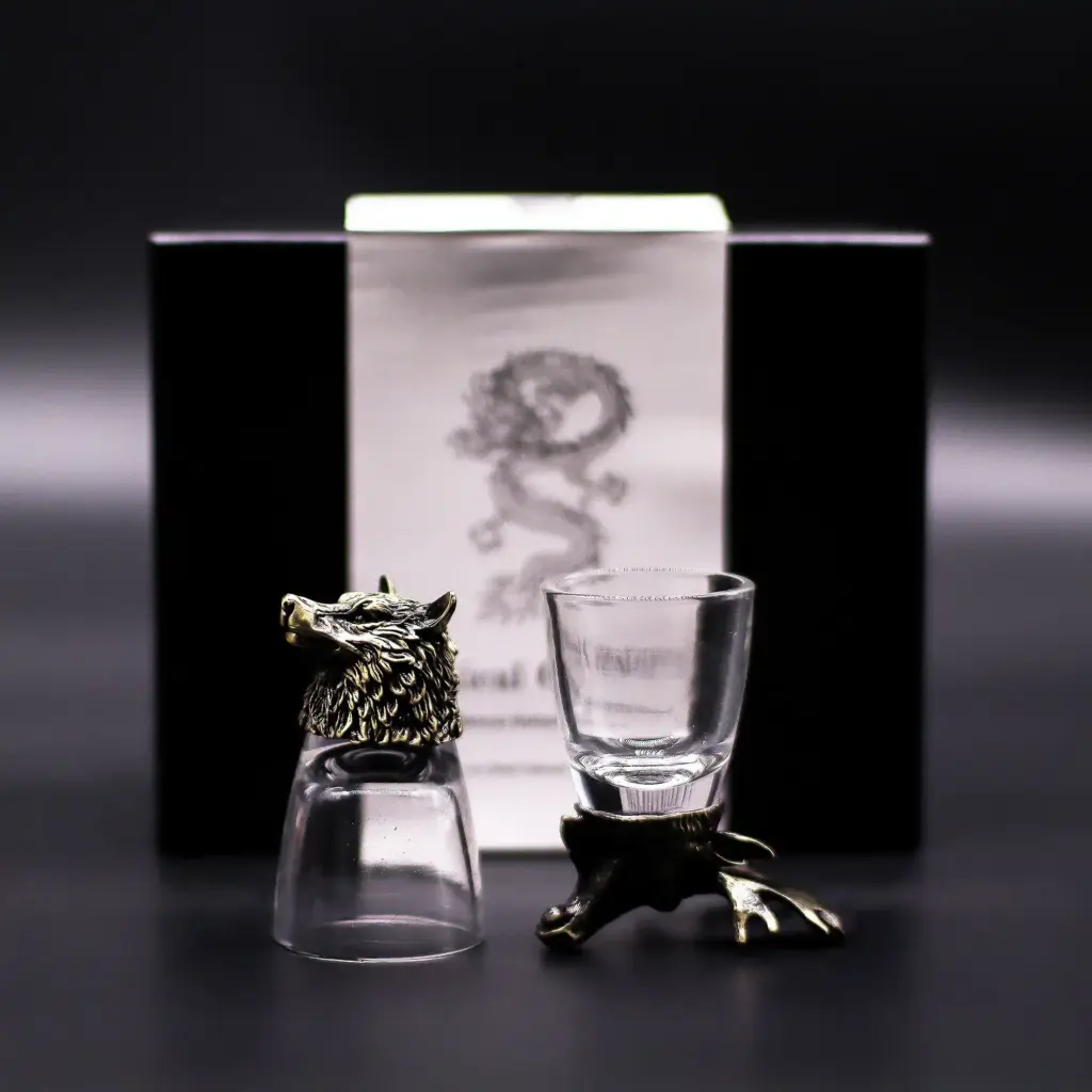 Gift Set of 6 Shot Glasses (50ml) – Wild Forest Creatures – Antique Bronze | www.artisangoods.co.uk