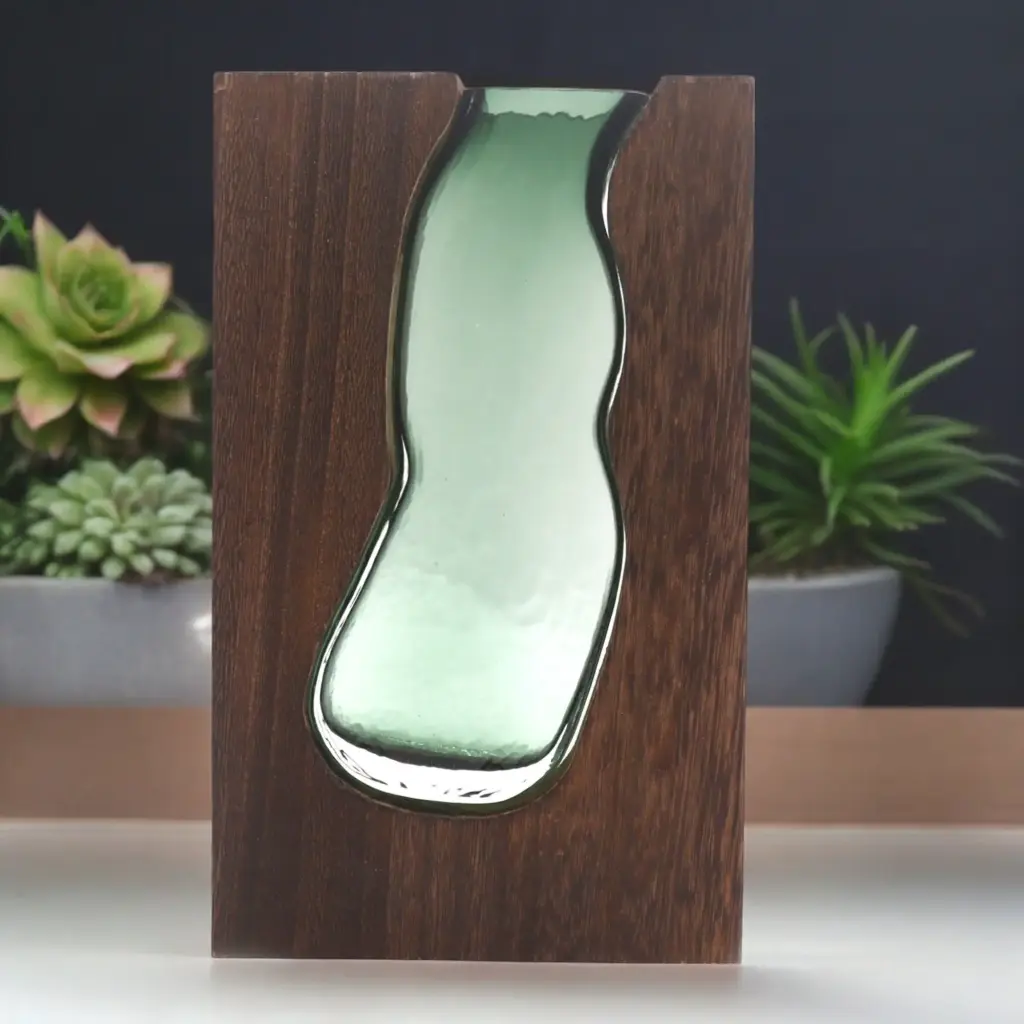 Glass Vase/Terrarium inside Dark Tung Wood | www.artisangoods.co.uk