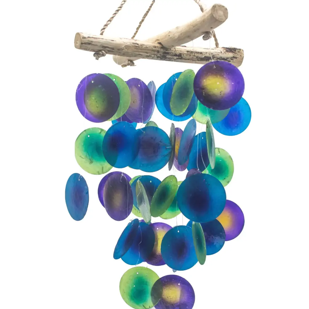 Green & Purple Driftwood Cross Chime | www.artisangoods.co.uk