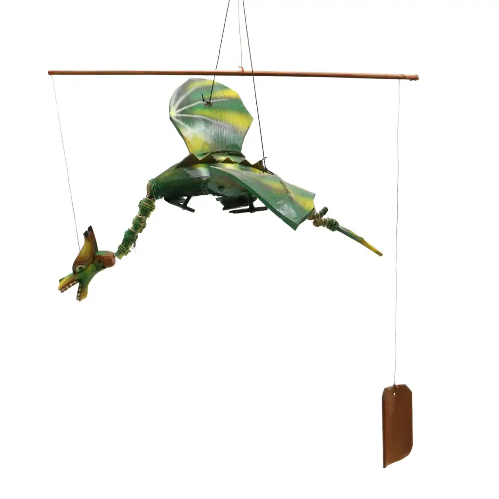 Green Coconut Dragon Mobile 37cm | www.artisangoods.co.uk