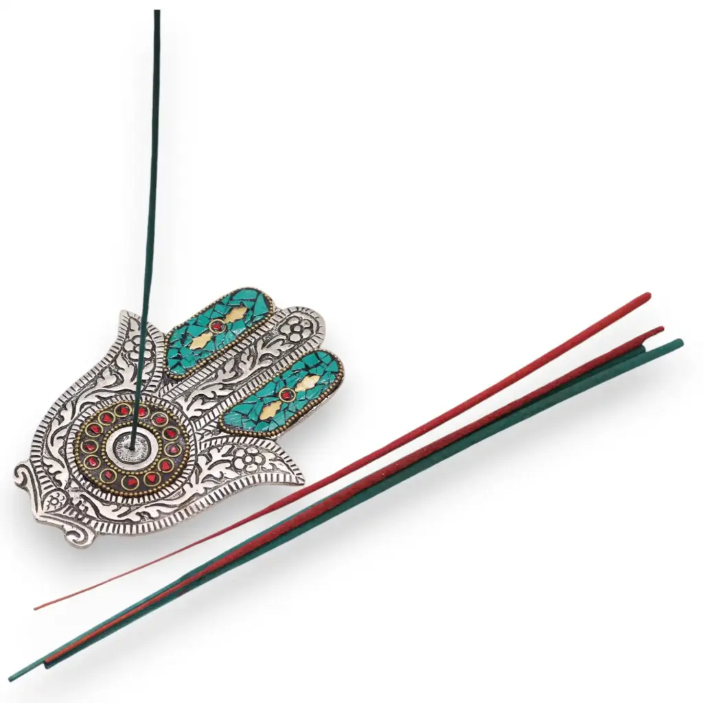 Green Small Hamsa Incense Holder | www.artisangoods.co.uk 3