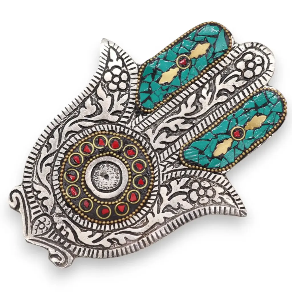 Green Small Hamsa Incense Holder | www.artisangoods.co.uk