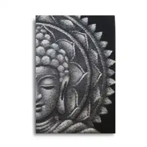 Grey Half Buddha Mandala 60x80cm | www.artisangoods.co.uk 1