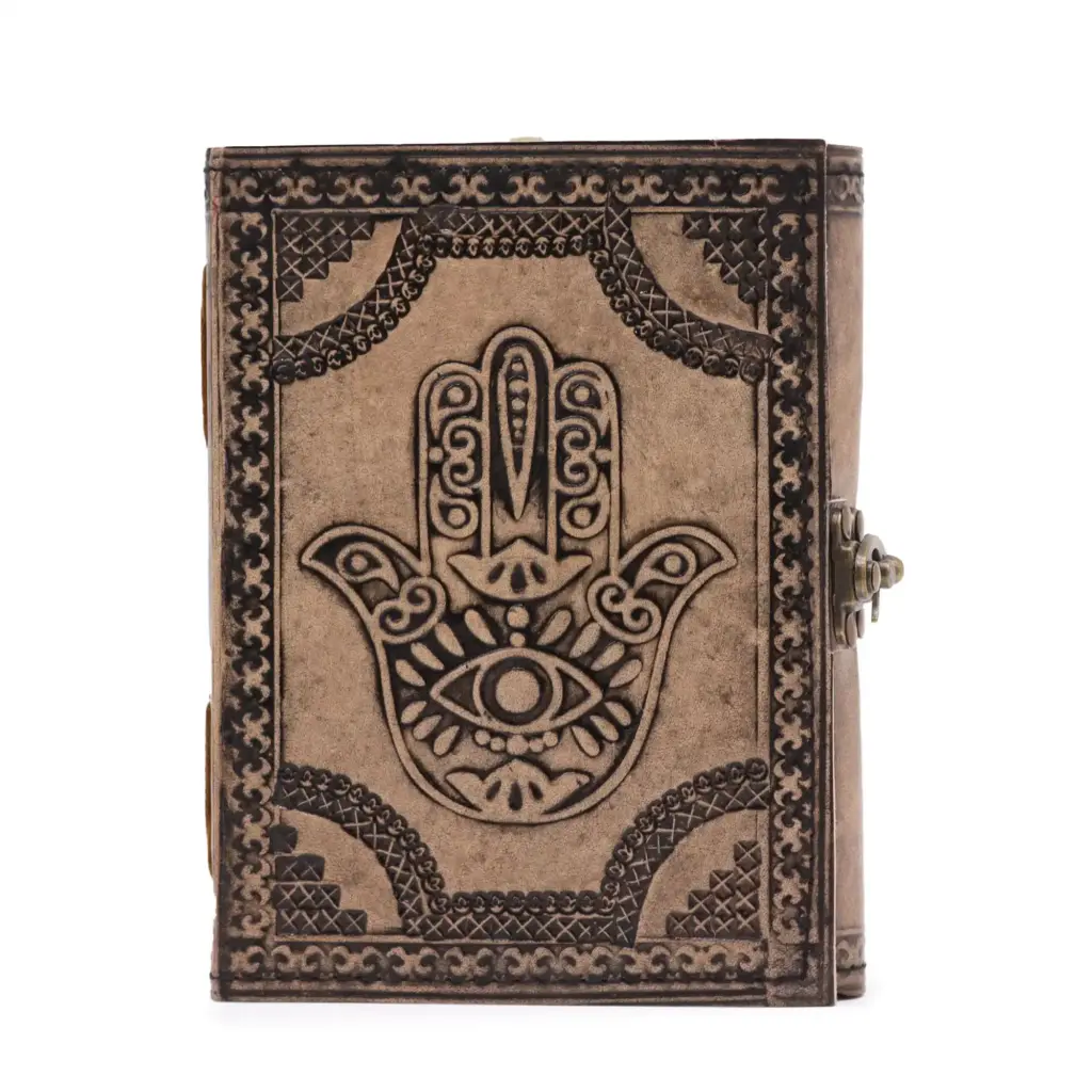 Hamsa – Esoteric Notebook – Antique Grey – 200 pages  Stich Edge- 17.5×12.5x3cm | www.artisangoods.co.uk