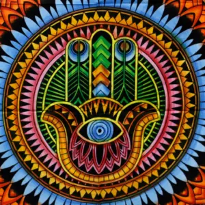 Handbrushed Cotton Wall Art – Hamsa | www.artisangoods.co.uk 2