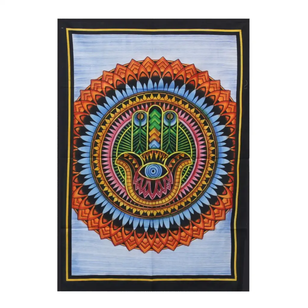 Handbrushed Cotton Wall Art – Hamsa | www.artisangoods.co.uk