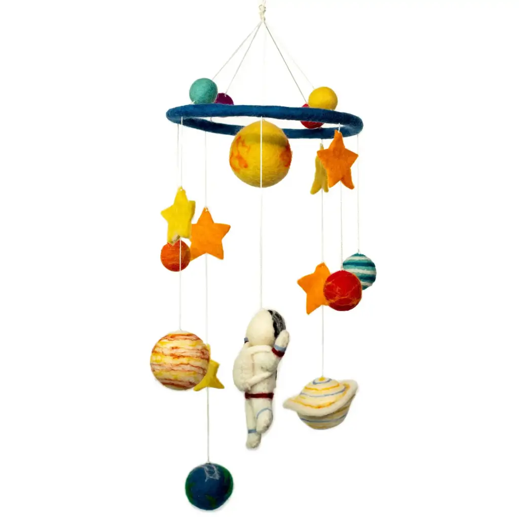 Handmade Felt Mobile – Starman & Planets | www.artisangoods.co.uk