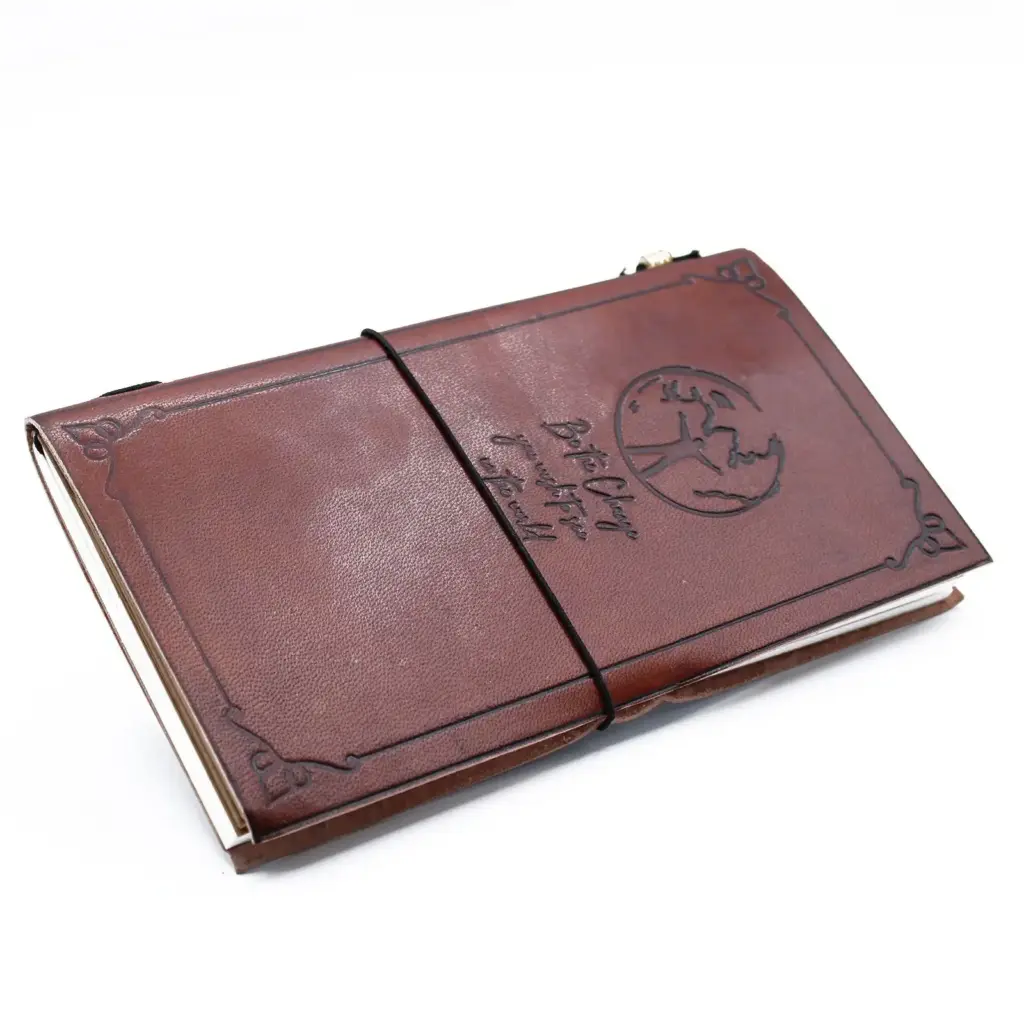 Handmade Leather Journal – Be the Change – Brown (80 pages) | www.artisangoods.co.uk