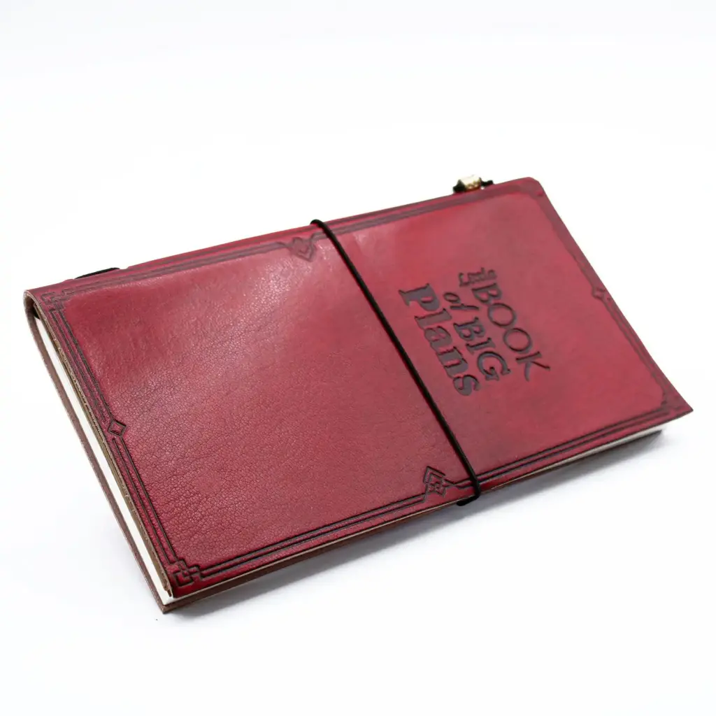 Handmade Leather Journal – Little Book of Big Plans – Red (80 pages) | www.artisangoods.co.uk