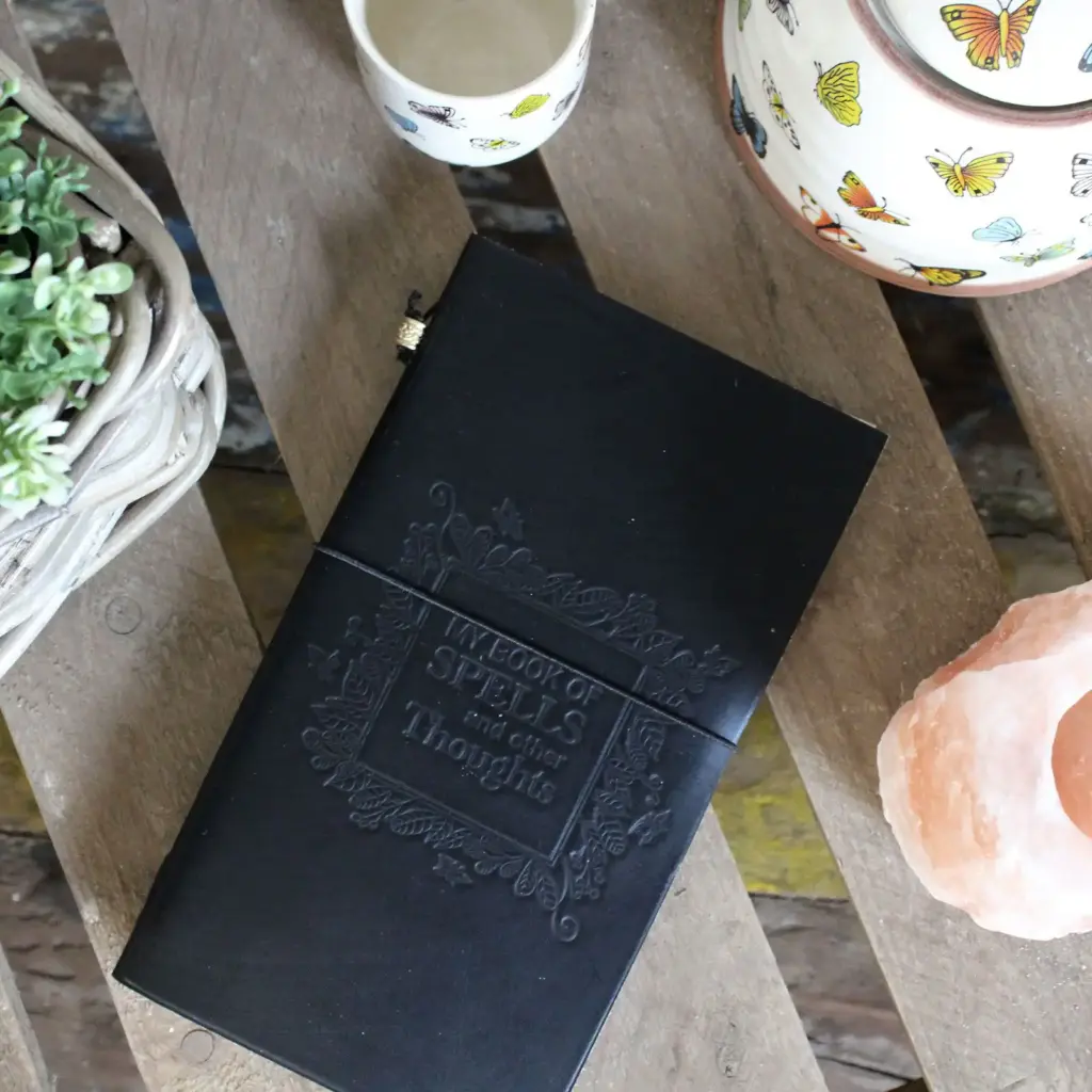 Handmade Leather Journal – My Book of Spells and other Thoughts – Black | www.artisangoods.co.uk 3 Handmade Leather Journal – My Book of Spells and other Thoughts – Black | www.artisangoods.co.uk 3