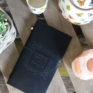Handmade Leather Journal – My Book of Spells and other Thoughts – Black | www.artisangoods.co.uk 2