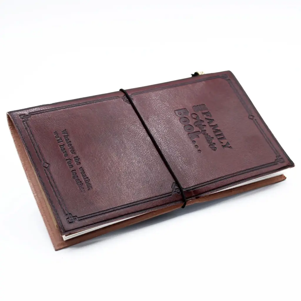 Handmade Leather Journal – Our Family Adventure Book – Brown  (80 pages) | www.artisangoods.co.uk