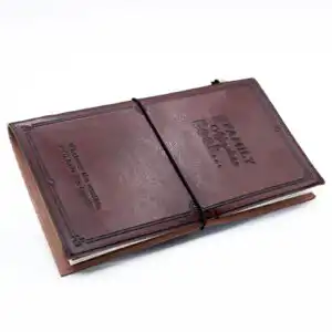 Handmade Leather Journal – Our Family Adventure Book – Brown  (80 pages) | www.artisangoods.co.uk 1
