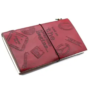 Handmade Leather  Journal- The Adventure Begins – Red – (80 pages) | www.artisangoods.co.uk 4