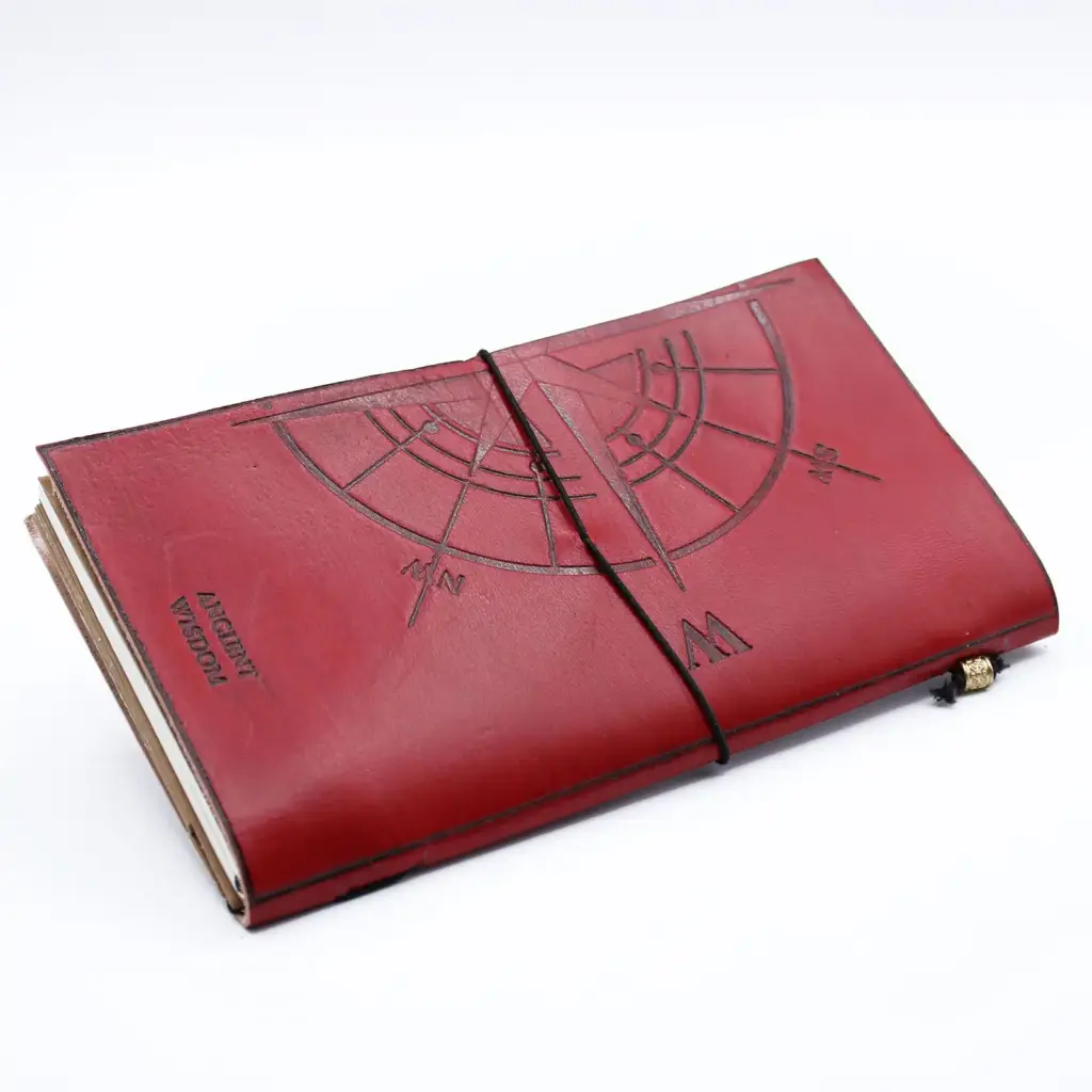 Handmade Leather  Journal- The Adventure Begins – Red – (80 pages) | www.artisangoods.co.uk