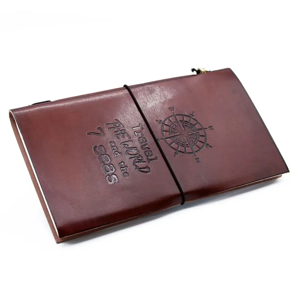 Handmade Leather Journal – Travel the World – Brown (80 pages) | www.artisangoods.co.uk