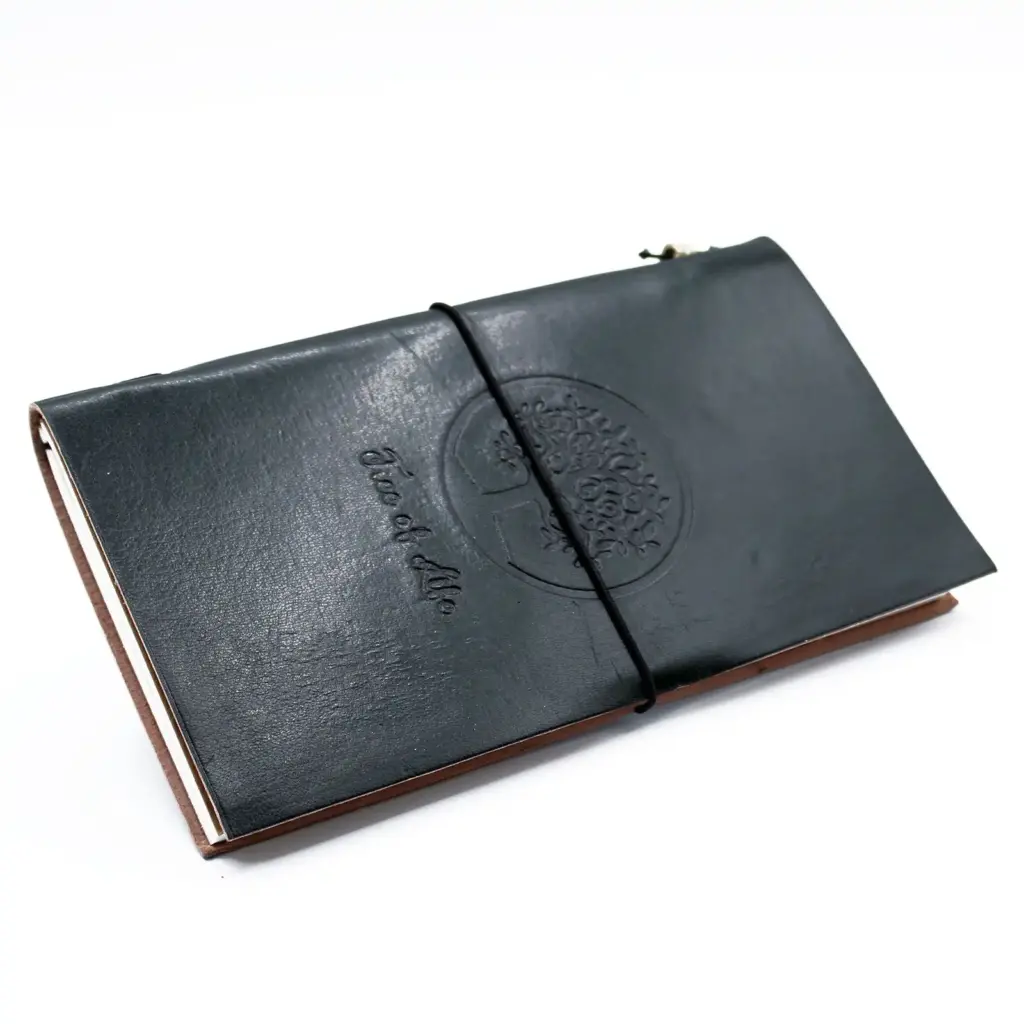 Handmade Leather Journal – Tree of Life – Green (80 pages) | www.artisangoods.co.uk