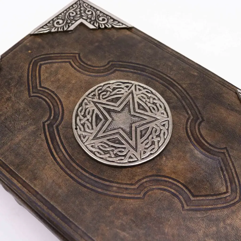 Heafty Brown Tan Book – Zinc Pentagon Decor – 200 Deckle Edges Pages – 26x18cm | www.artisangoods.co.uk 5