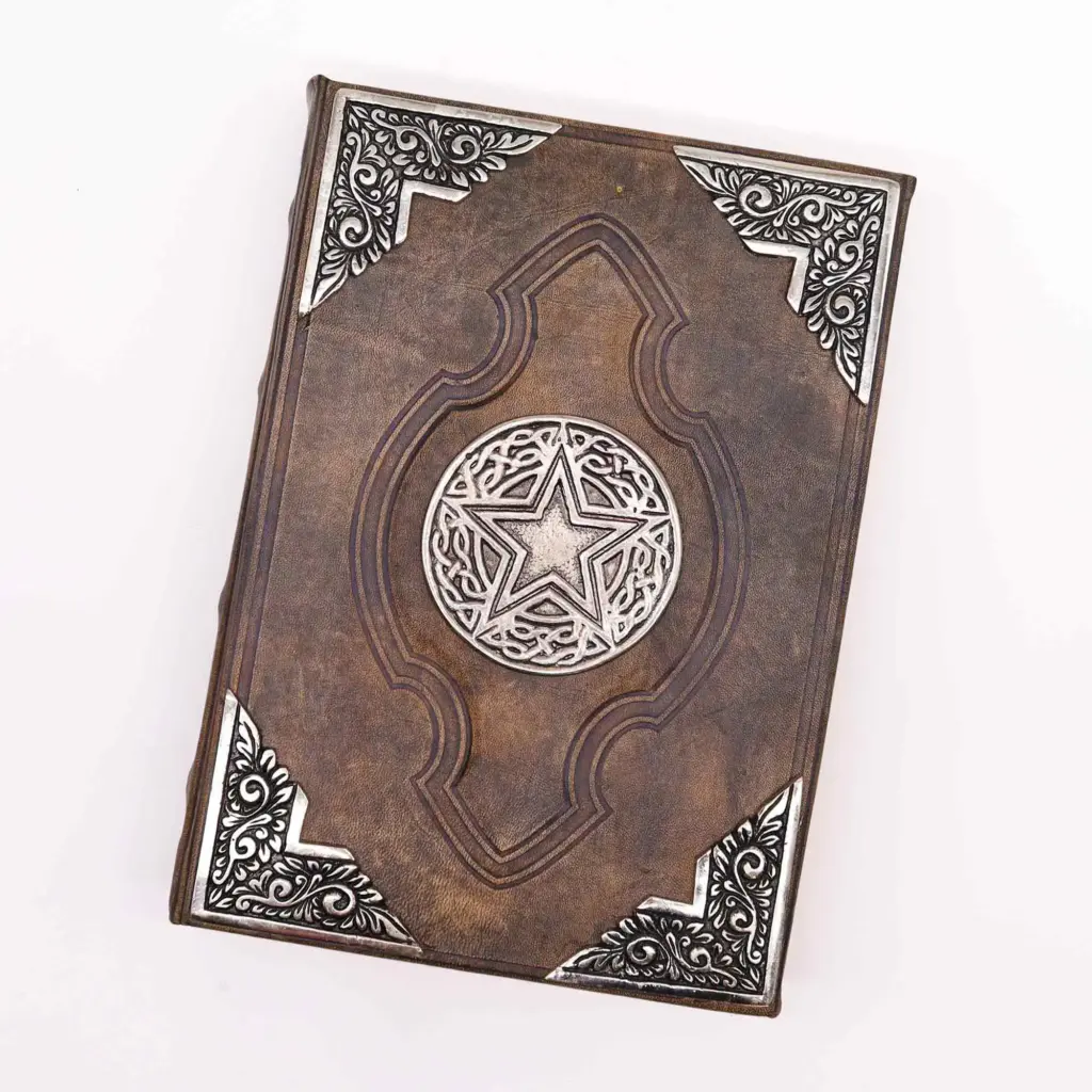 Heafty Brown Tan Book – Zinc Pentagon Decor – 200 Deckle Edges Pages – 26x18cm | www.artisangoods.co.uk 2