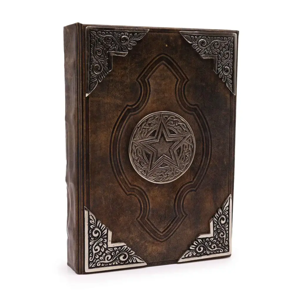 Heafty Brown Tan Book – Zinc Pentagon Decor – 200 Deckle Edges Pages – 26x18cm | www.artisangoods.co.uk