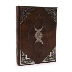 Heafty Brown Tan Book – Zinc Triple Moon Decor – 200 Deckle Edges Pages – 26x18cm | www.artisangoods.co.uk 1