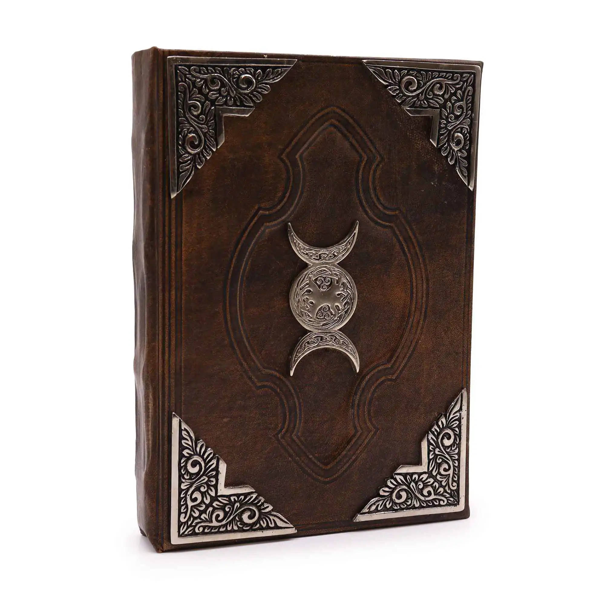 Heafty Brown Tan Book – Zinc Triple Moon Decor – 200 Deckle Edges Pages – 26x18cm | www.artisangoods.co.uk 2 Heafty Brown Tan Book – Zinc Triple Moon Decor – 200 Deckle Edges Pages – 26x18cm | www.artisangoods.co.uk 1