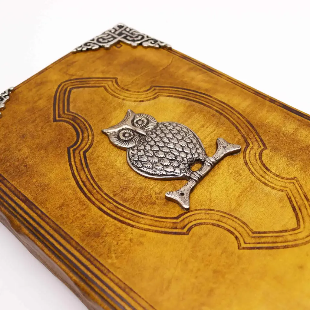 Heafty Coffee Tan Book – Zinc Owl Decor – 200 Deckle Edges Pages – 26x18cm | www.artisangoods.co.uk 5