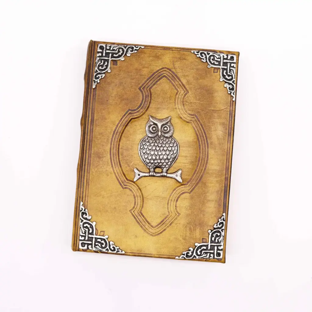 Heafty Coffee Tan Book – Zinc Owl Decor – 200 Deckle Edges Pages – 26x18cm | www.artisangoods.co.uk 2