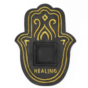 Healling Incense Plate – Black & Gold Lava-Stone Effect | www.artisangoods.co.uk 2