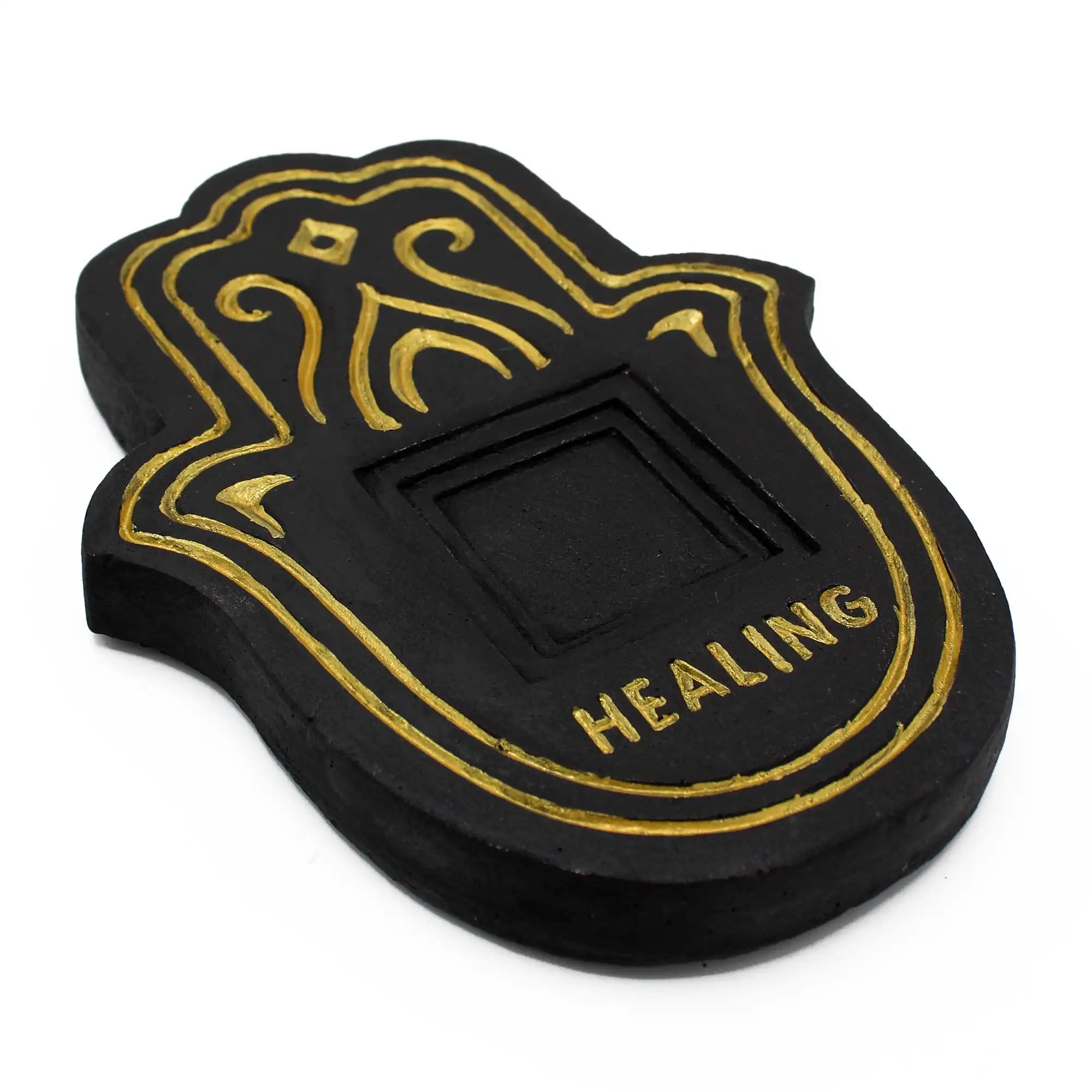 Healling Incense Plate – Black & Gold Lava-Stone Effect | www.artisangoods.co.uk 2 Healling Incense Plate – Black & Gold Lava-Stone Effect | www.artisangoods.co.uk 1