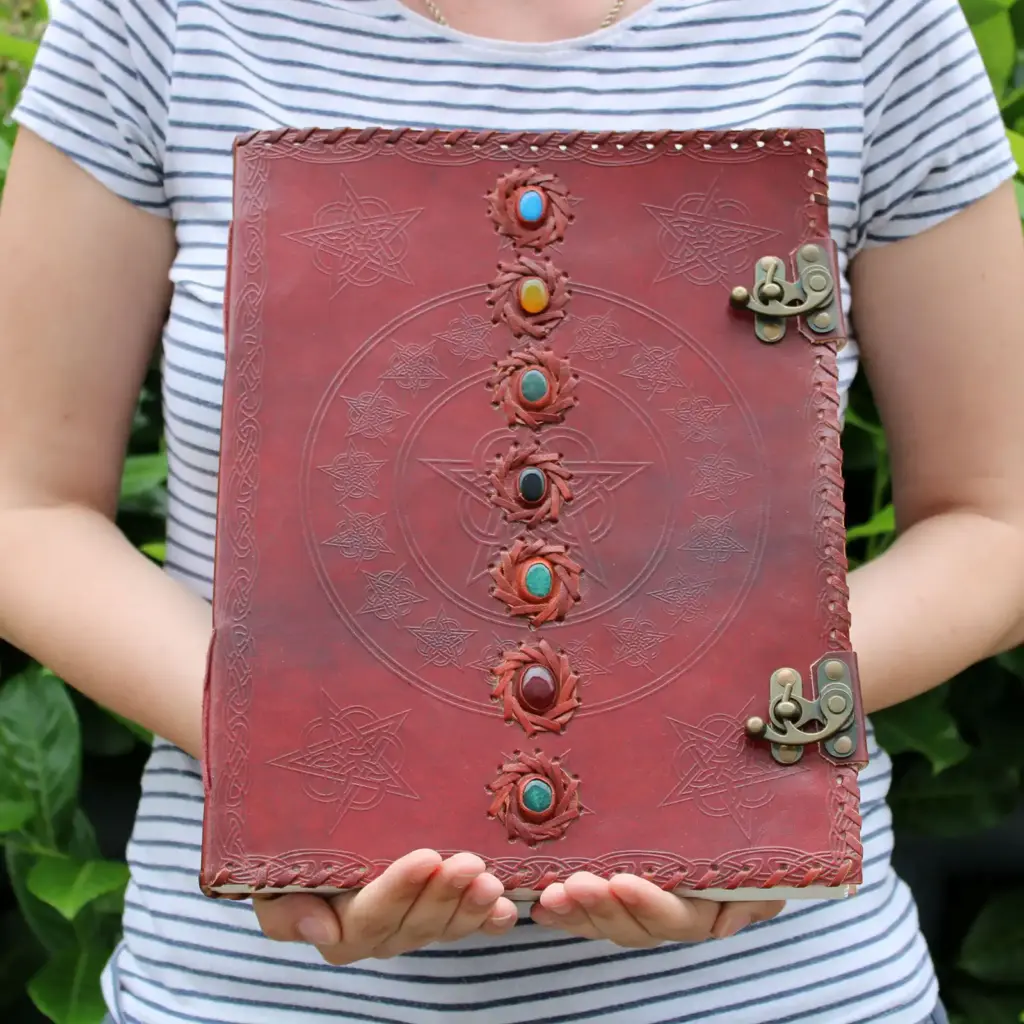 Huge 7 Chakra Leather Book – 10×13 (200 pages) | www.artisangoods.co.uk 3