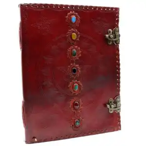 Huge 7 Chakra Leather Book – 10×13 (200 pages) | www.artisangoods.co.uk 1