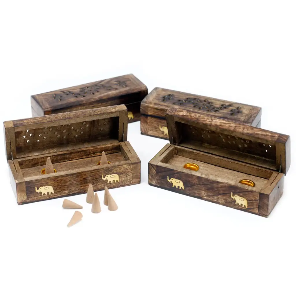 Incense Cone Smoke Box 6″ – Mango Wood | www.artisangoods.co.uk