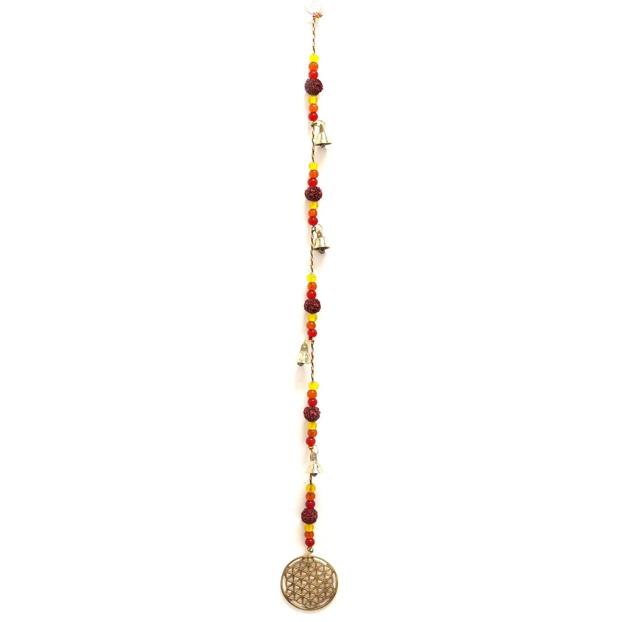 Indian Chimes – Brass Flower of Life with Rudraksha Beads String Bells | www.artisangoods.co.uk 2 Indian Chimes – Brass Flower of Life with Rudraksha Beads String Bells | www.artisangoods.co.uk