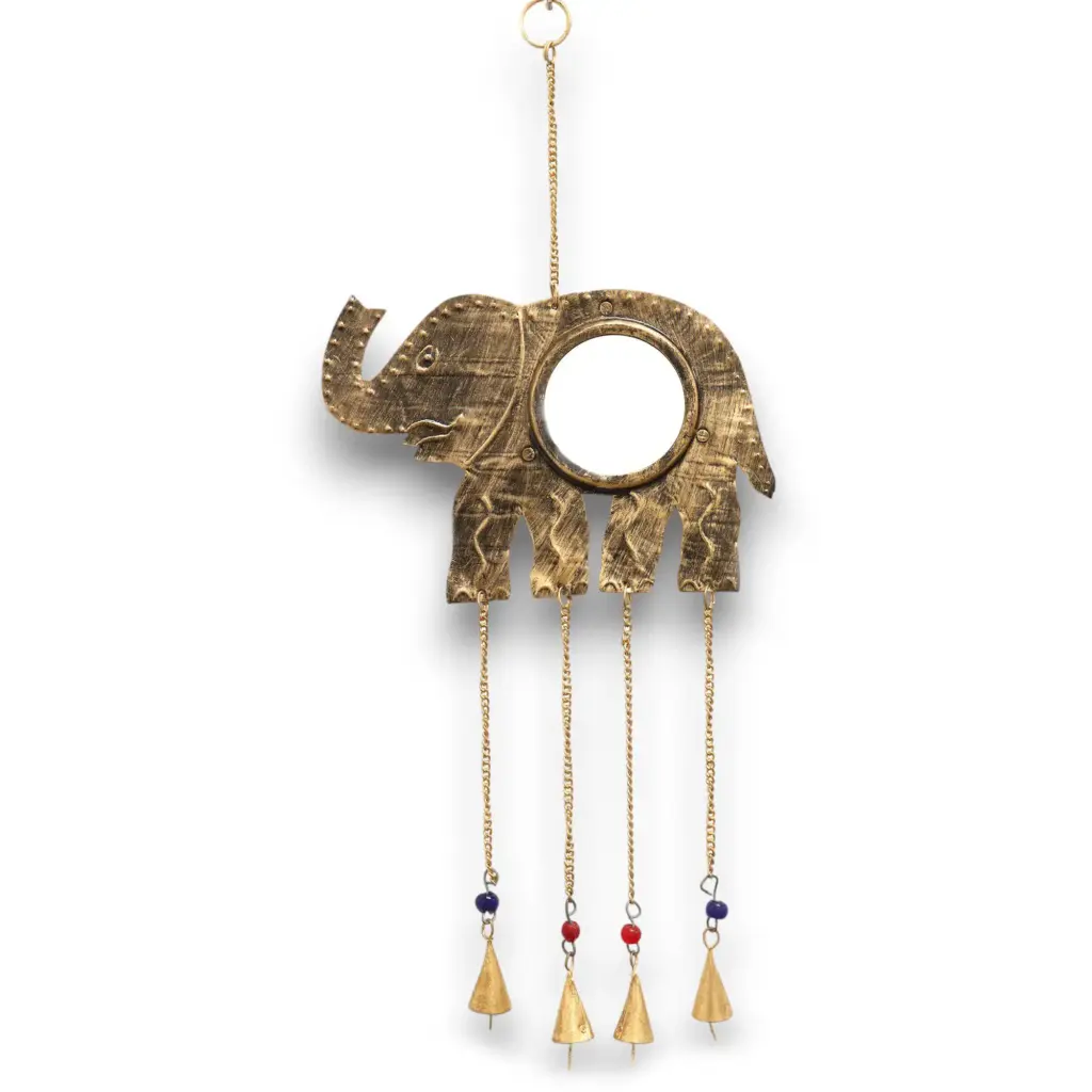 Indian Chimes – Elephant Lrg Mirror 4 Bells | www.artisangoods.co.uk