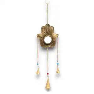 Indian Chimes – Hamsa Sm Mirror 3 Bells | www.artisangoods.co.uk
