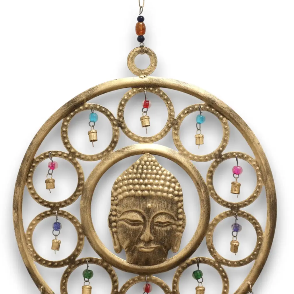 Indian Chimes – Lrg Buddha  Face 15 Bell Chimes | www.artisangoods.co.uk