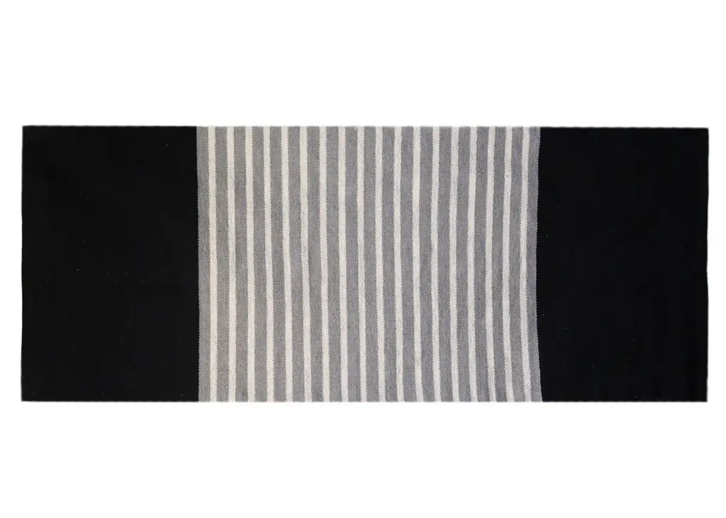 Indian Cotton Rug – 70x170cm – Black / Grey | www.artisangoods.co.uk