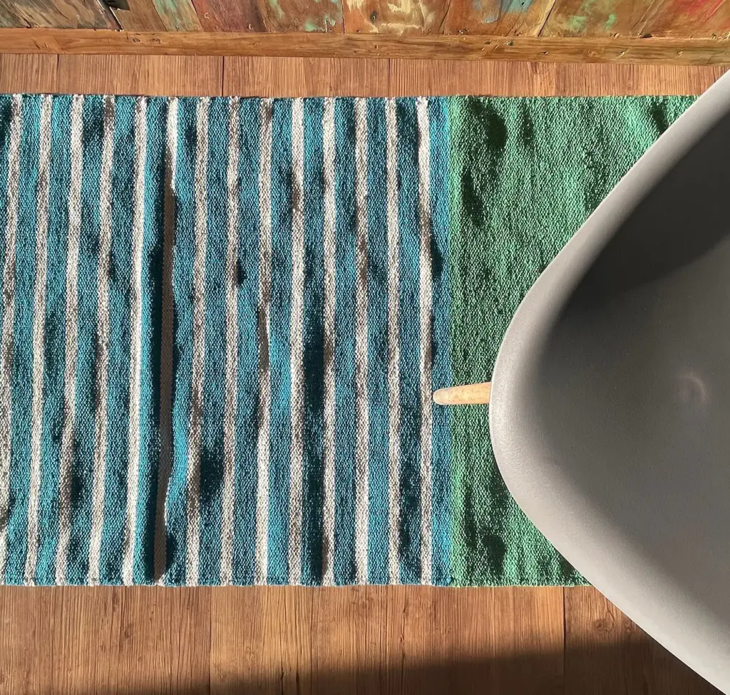 Indian Cotton Rug – 70x170cm – Blue/ Green | www.artisangoods.co.uk 5