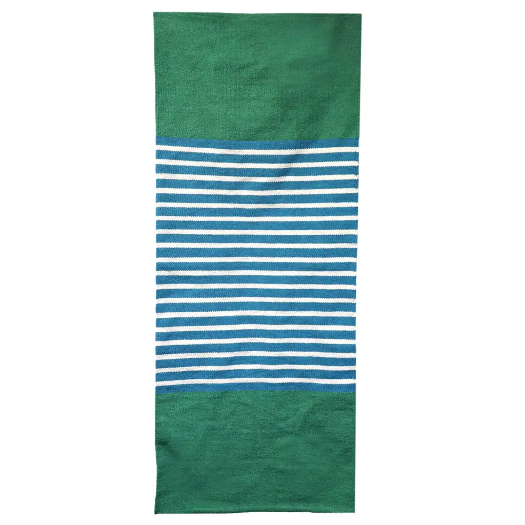 Indian Cotton Rug – 70x170cm – Blue/ Green | www.artisangoods.co.uk 2