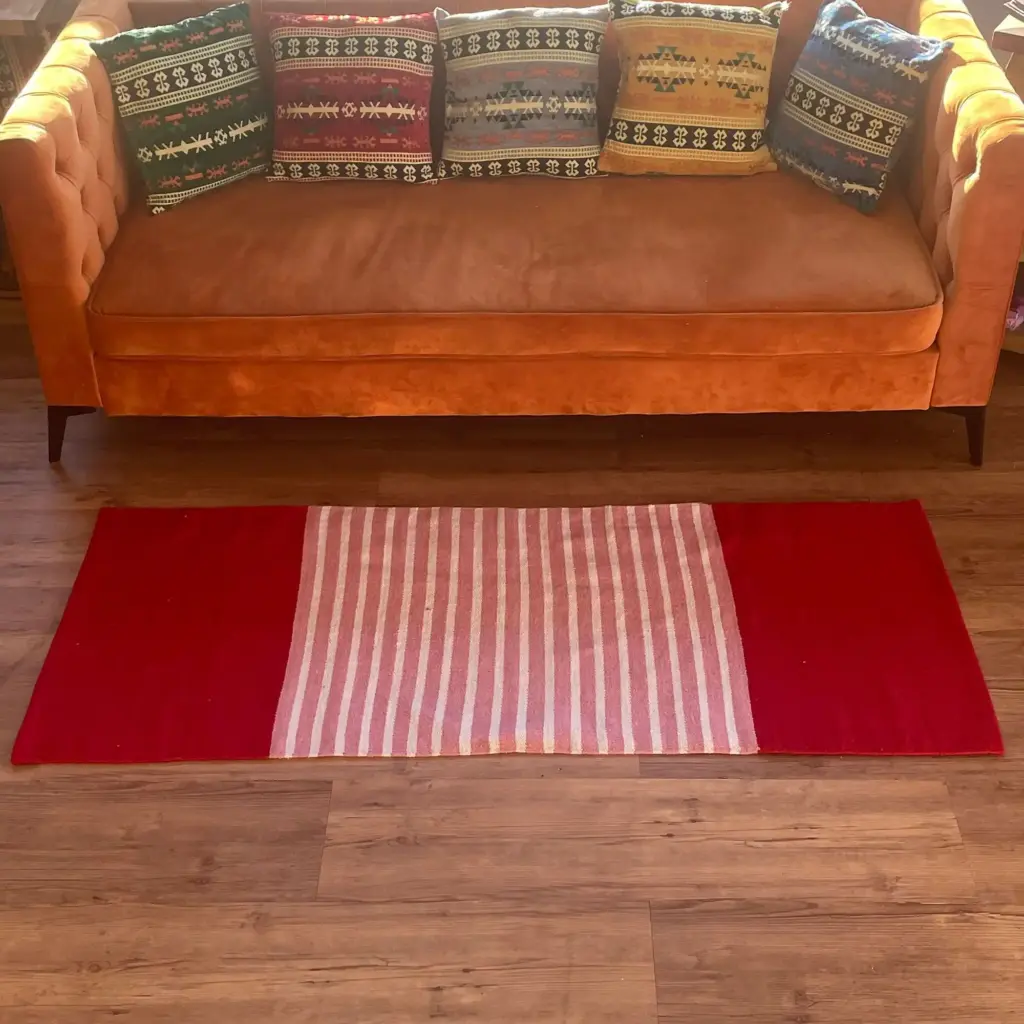 Indian Cotton Rug – 70x170cm – Red/Pink | www.artisangoods.co.uk 3