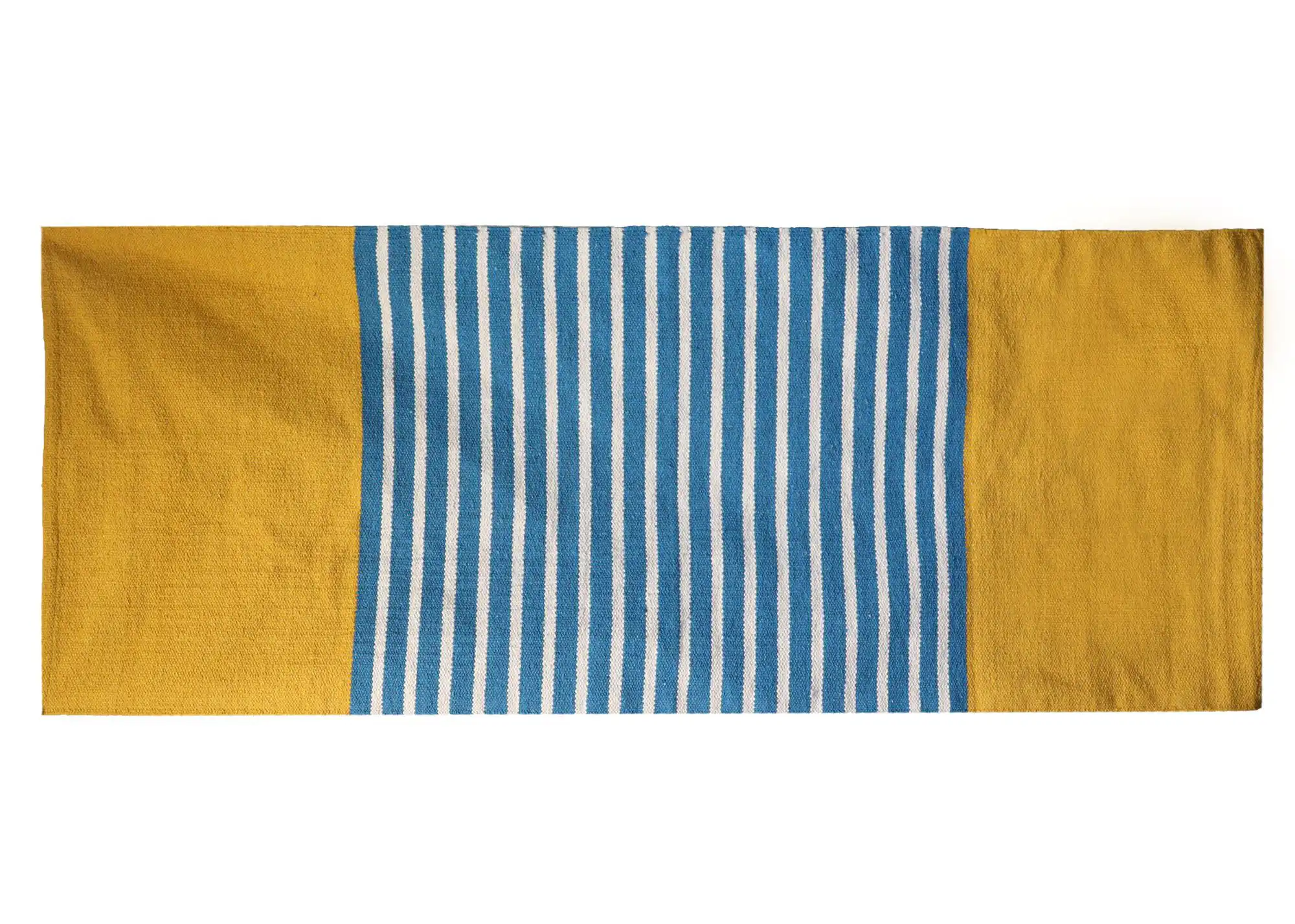 Indian Cotton Rug – 70x170cm – Yellow/ Blue | www.artisangoods.co.uk 2 Indian Cotton Rug – 70x170cm – Yellow/ Blue | www.artisangoods.co.uk 1