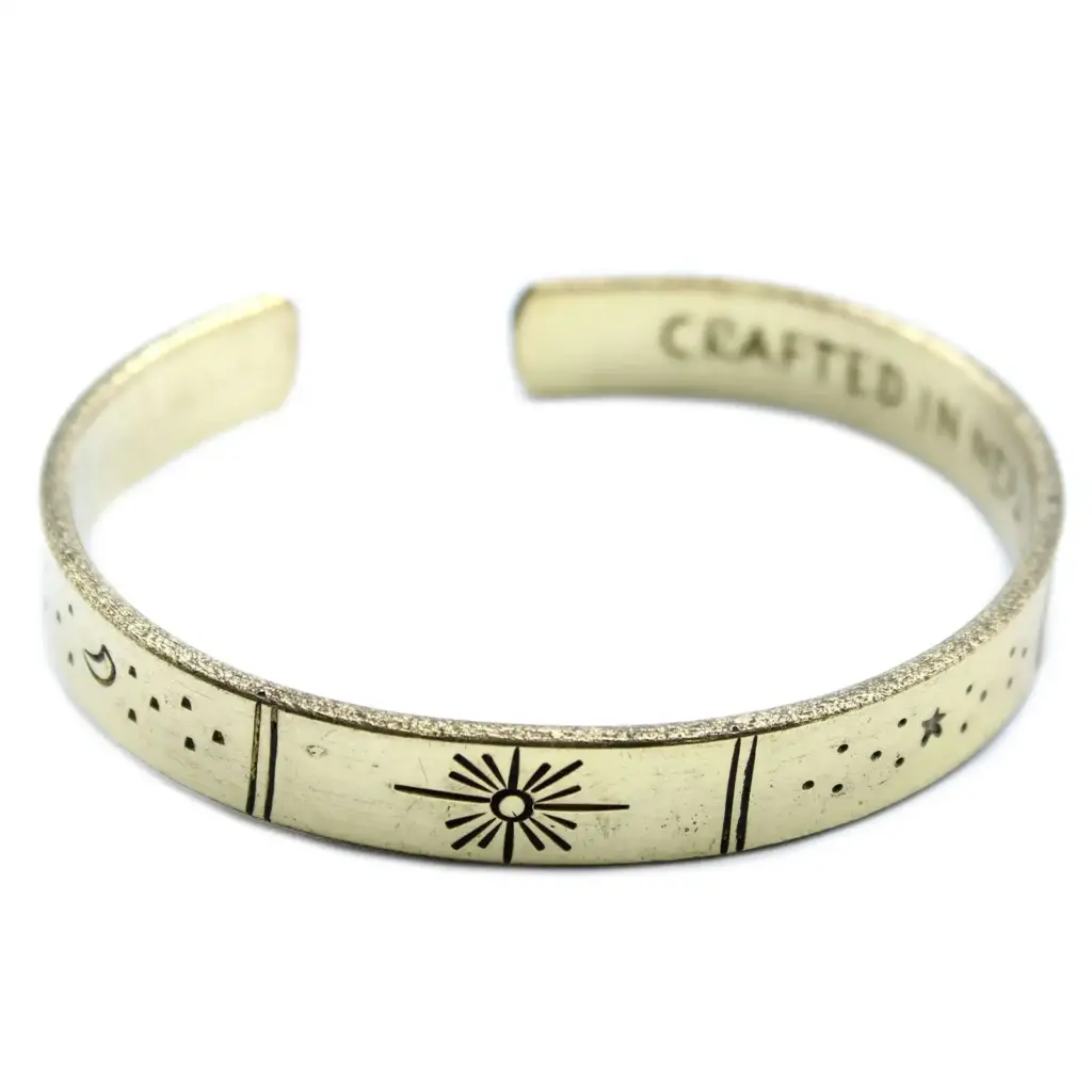 Inspiration Bracelet – Brass Snrise, Galaxy, Stars, Earth | www.artisangoods.co.uk