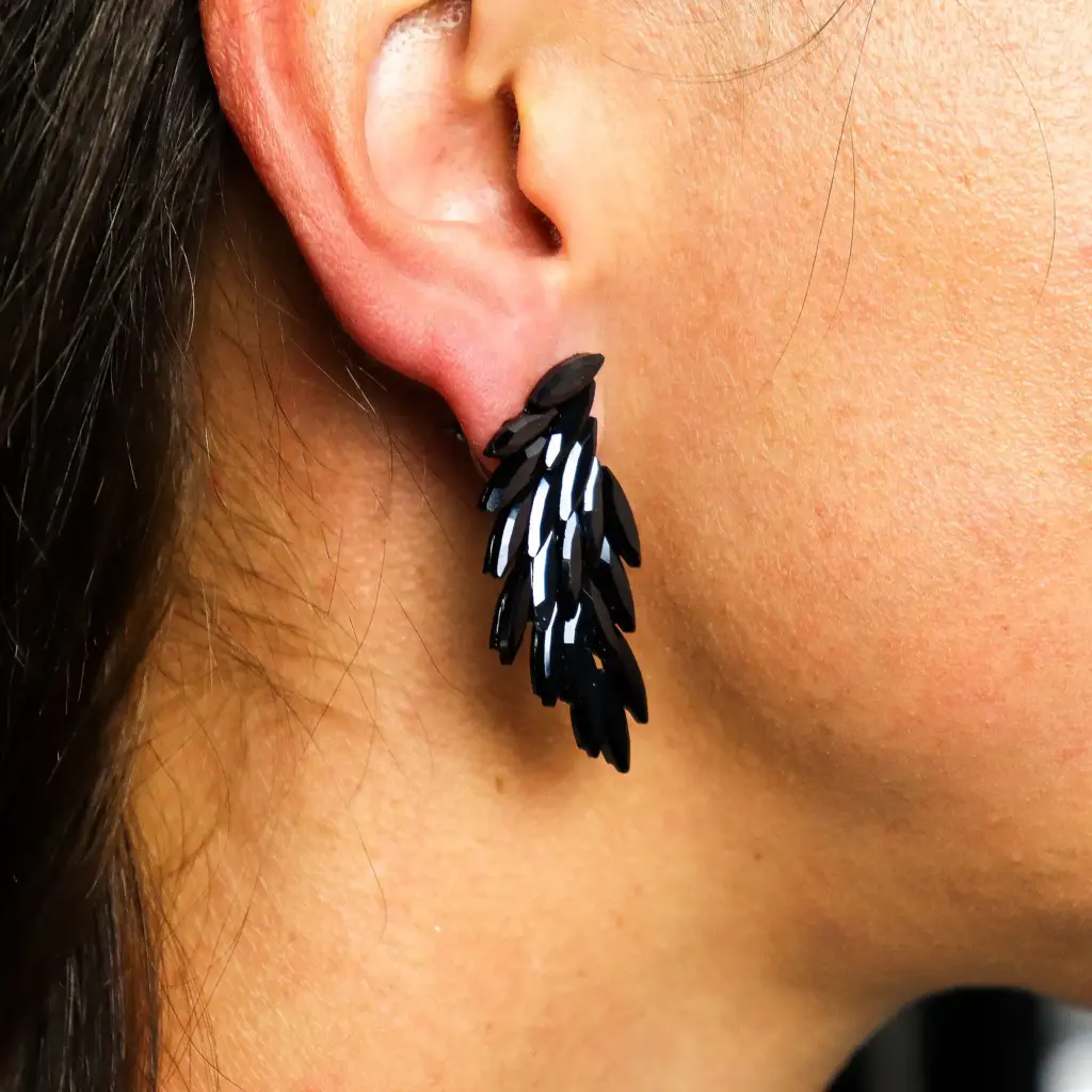 Jet Black – Vintage Glass – Angel Wings – Earrings | www.artisangoods.co.uk 2